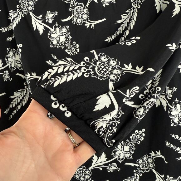 Ann Taylor Women's Black White Floral Off The Shoulder Blouse Top Size S Petite - Picture 4 of 11